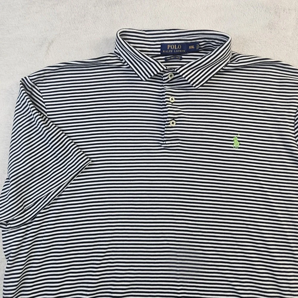 Polo Ralph Lauren Shirt Mens XXL Black‎ & White Classic Fit Golf Pony Polo